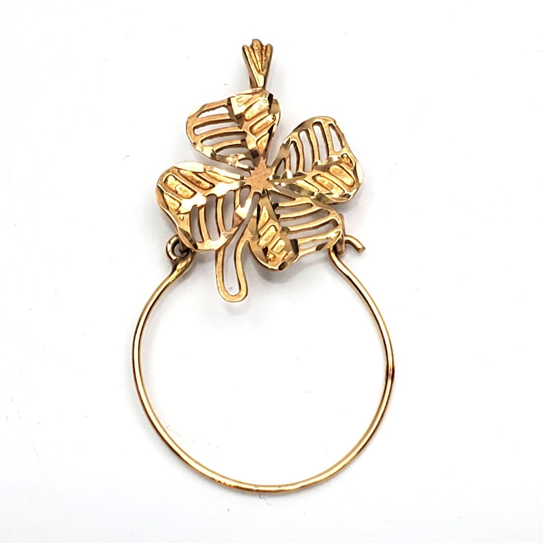 14K Gold 4 Leaf Clover Shamrock Pendant (1 of 3)
