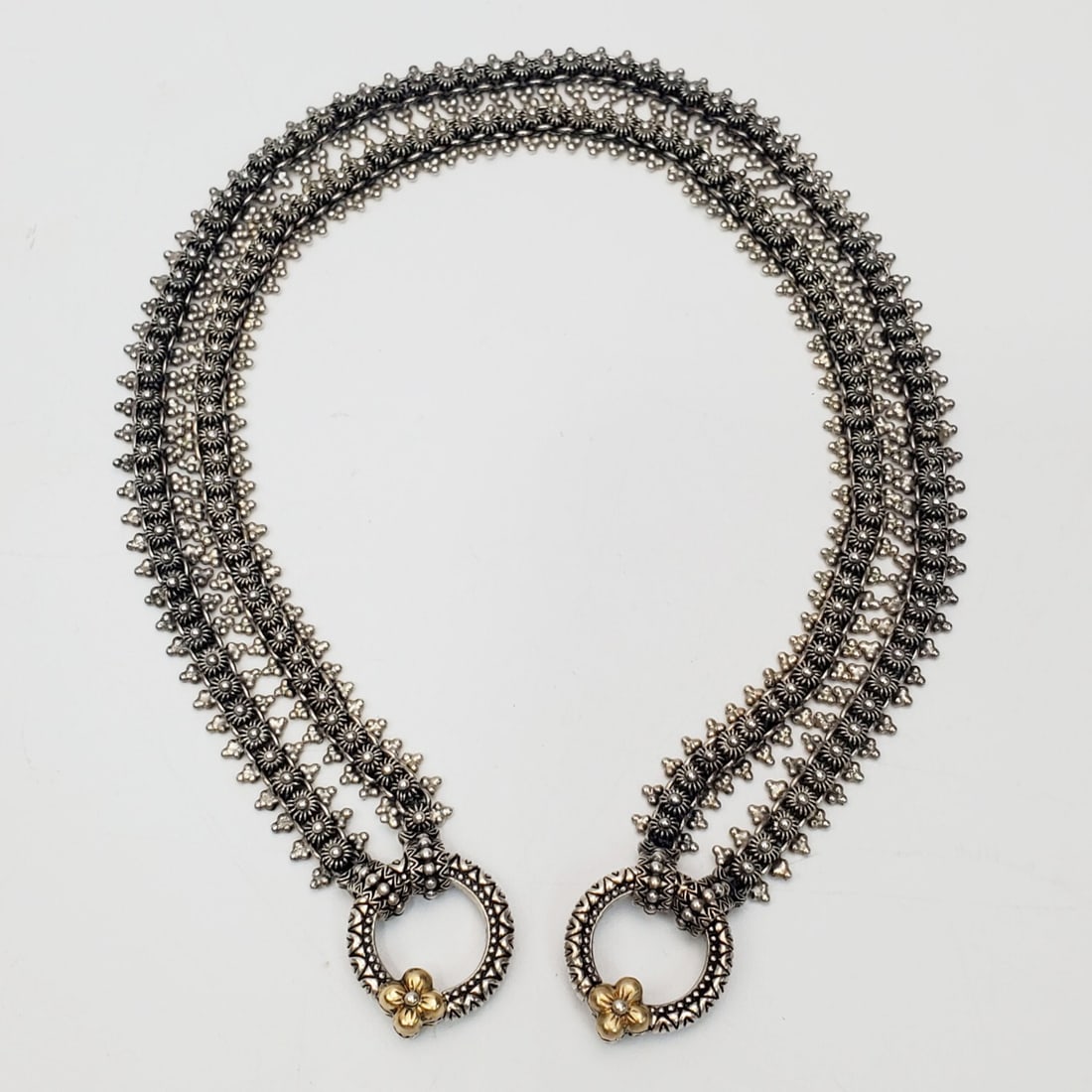 Barbara Bixsby Sterling Silver & 18K Necklace: Barbara Bixsby Sterling Silver & 18K Gold Chain Necklace. Fully Marked. Please Note- Due to Recent Fraudulent Activity, All Jewelry Items Purchased by New Customers Cannot Be Shipped Out Until 3 Weeks