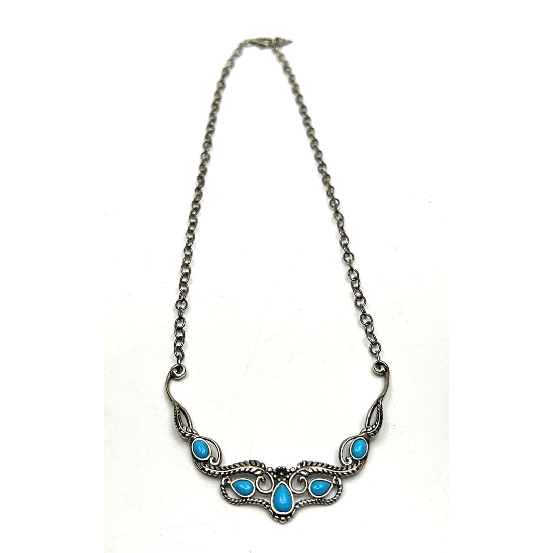 Carolyn Pollack A.W. Sterling Silver Necklace: Carolyn Pollack American West Sterling Silver & Turquoise Necklace. Fully Marked. Please Note- Due to Recent Fraudulent Activity, All Jewelry Items Purchased by New Customers Cannot Be Shipped Out Unt