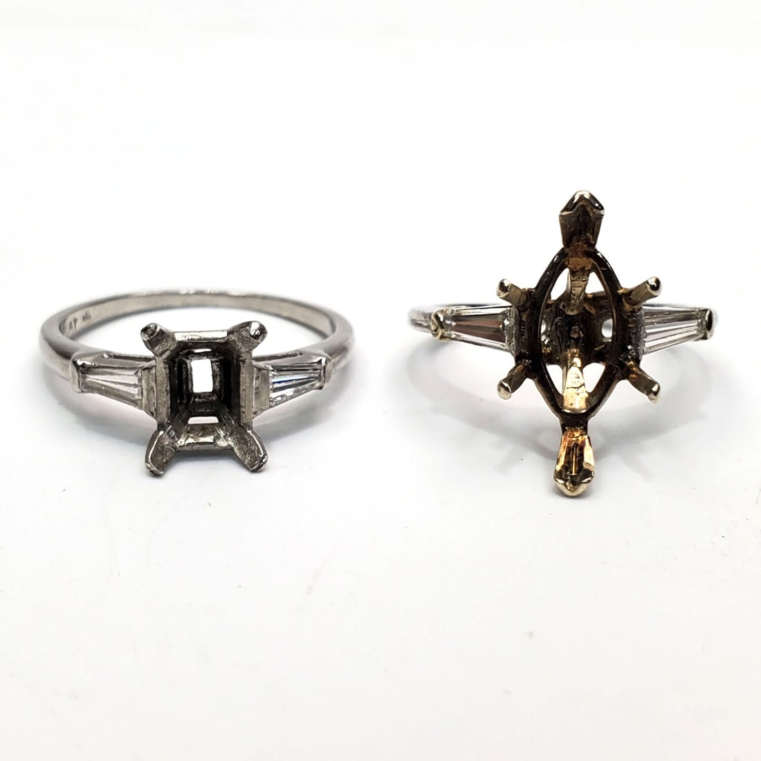 Lot of 2 Vintage Platinum & Diamonds Ring Settings (1 of 3)