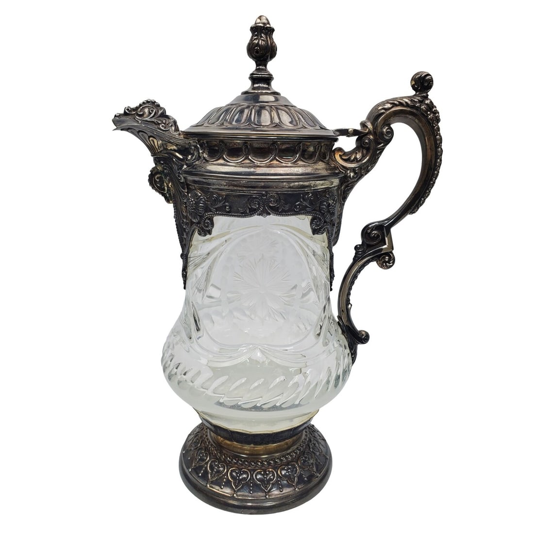 Large Portuguese 925 S/S Mounted Cut Glass Pitcher (1 of 8)