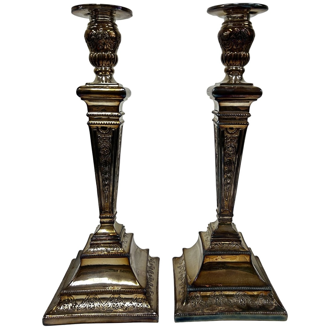 Judaica Pair of Tall Sterling Silver Candlesticks (1 of 6)