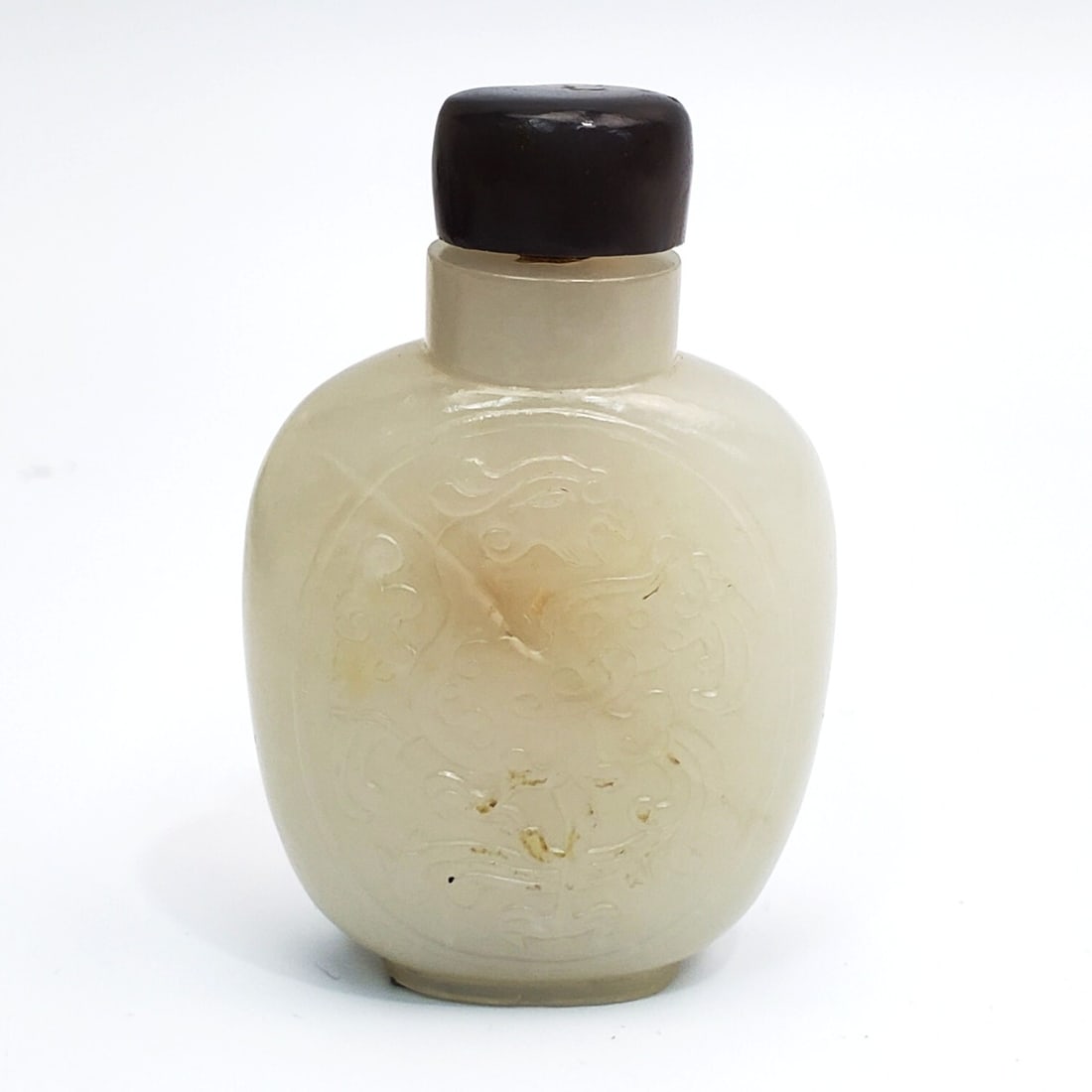 Chinese Antique Carved White Jade Snuff Bottle (1 of 3)