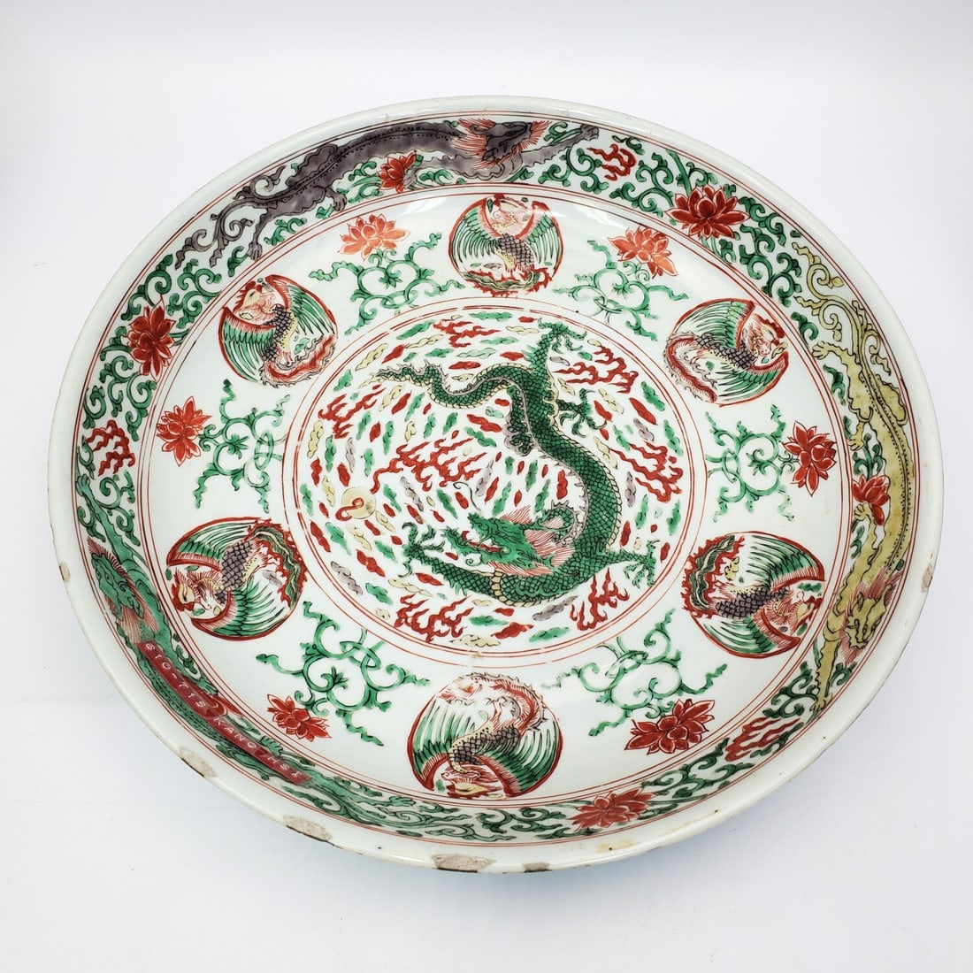 Chinese Antique Kan Hsi Large Porcelain Platter (1 of 3)