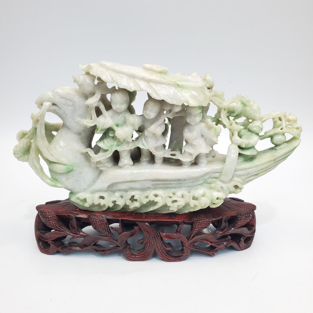 Chinese Carved Green & White Jade Figure (1 of 6)