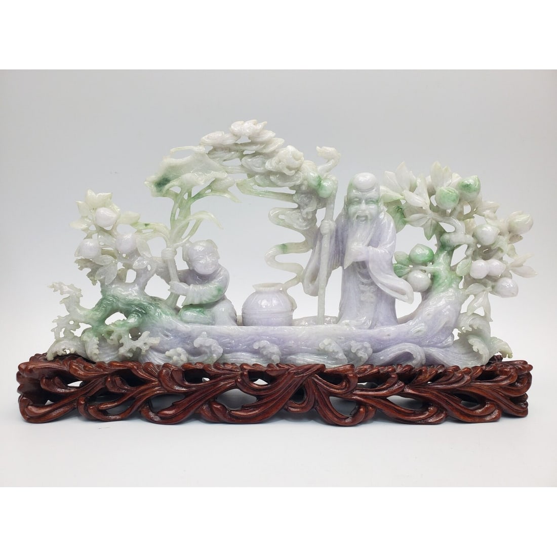 Chinese Carved Green & Light Purple Jade Figure (1 of 5)