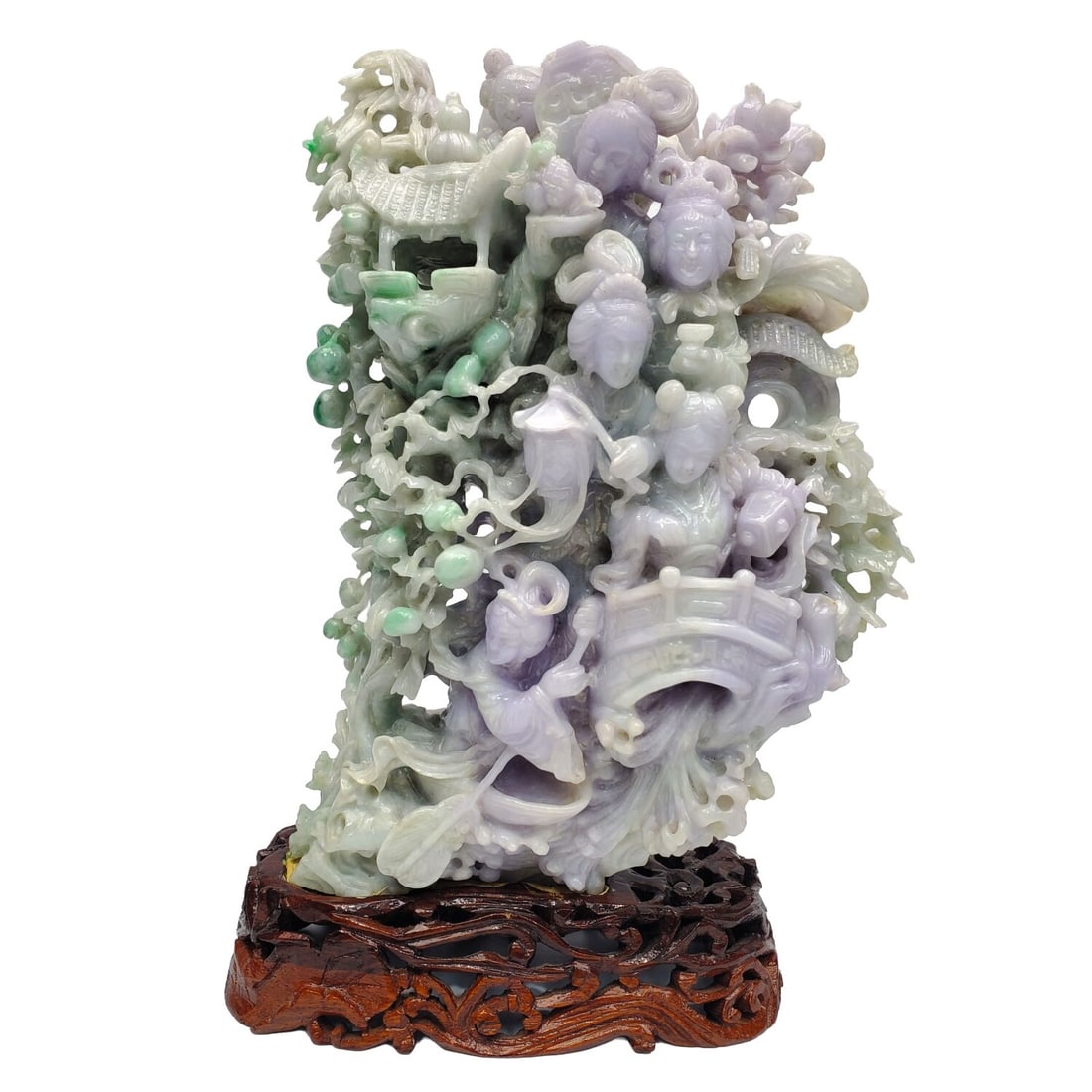 Chinese Carved Green & Light Purple Jade Figure (1 of 6)