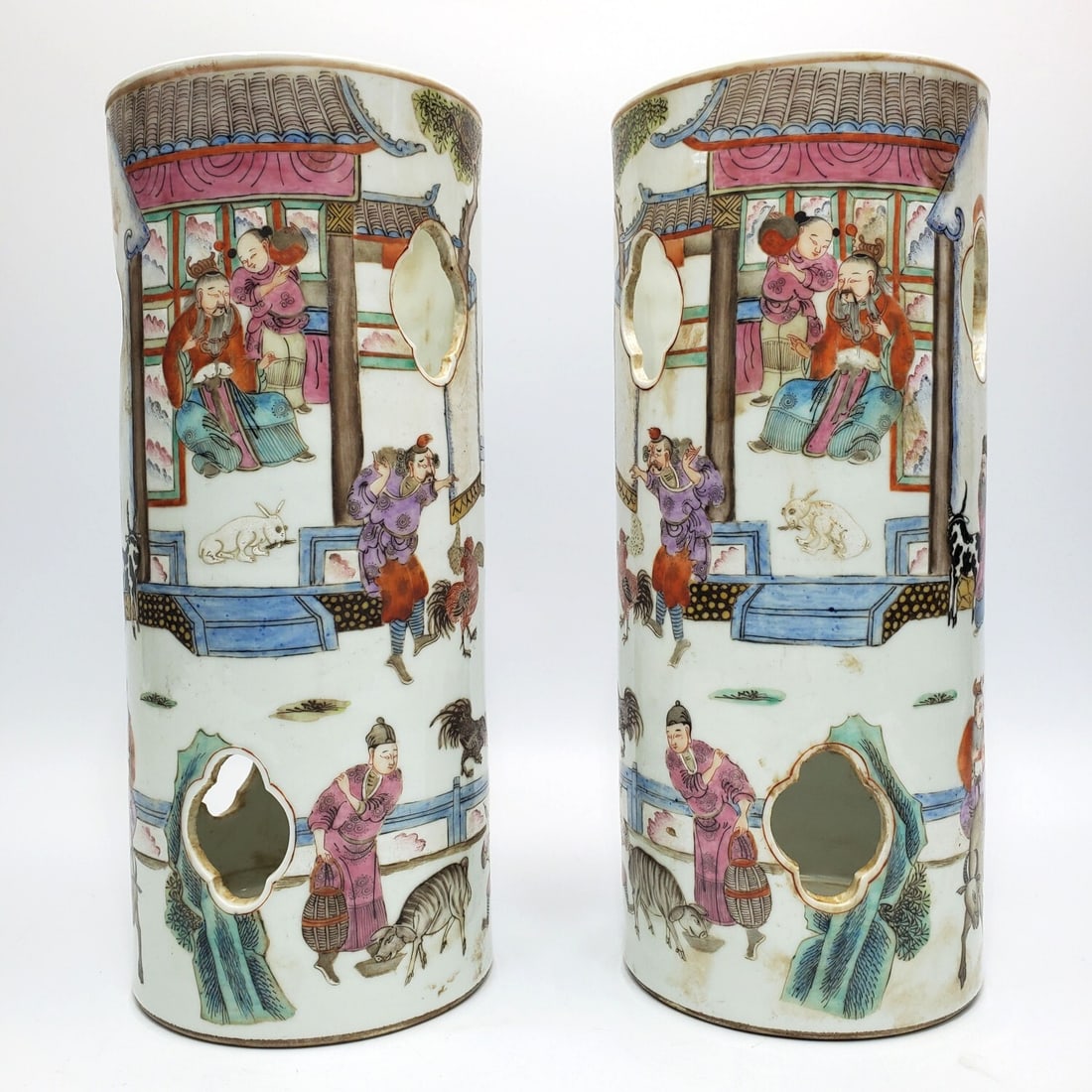 Chinese Pair of Signed Porcelain Hat Vases (1 of 6)