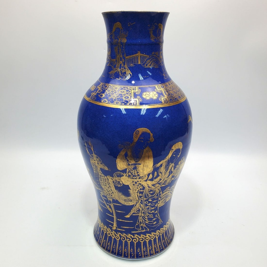 Antique Chinese Gilt Decorated Blue kangxi Vase (1 of 5)