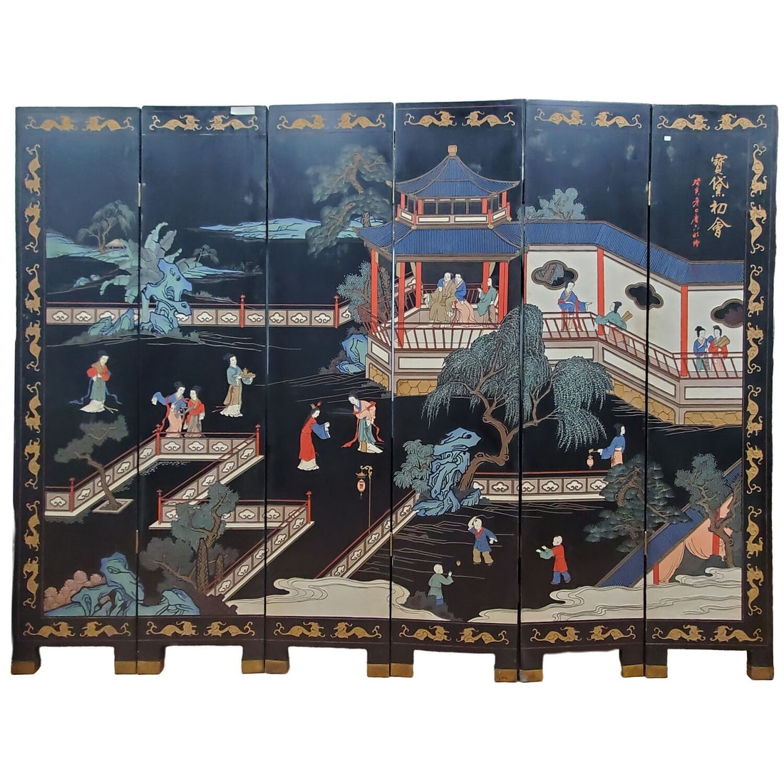 Fine Chinese 6 Part Large Wood Screen (1 of 13)