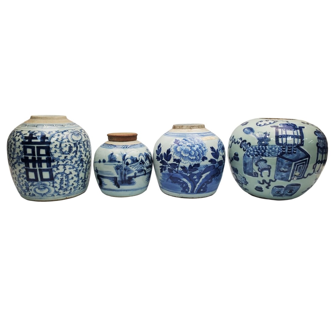 4 Chinese Blue & White Porcelain Ginger Jars (1 of 3)