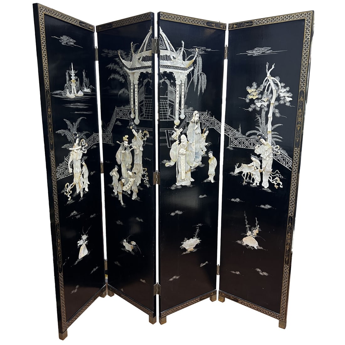 Old Chinese Large 4-Panel Screen (1 of 14)