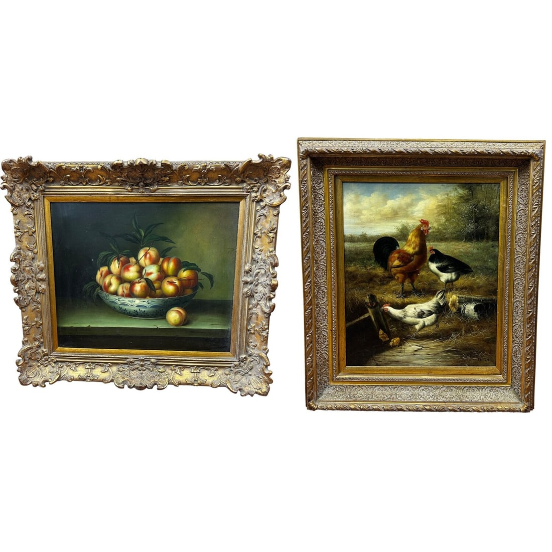 Lot of 2 Vintage Signed Paintings Oil on Canvas: Lot of 2 Vintage Signed Paintings Oil on Canvas. Both In Original Beautiful Frames. Condition: Generally Very Good. Dimensions: Larger Sight: 24" x 20". Frame: 33" x 29". Provenance: From a Long Islan