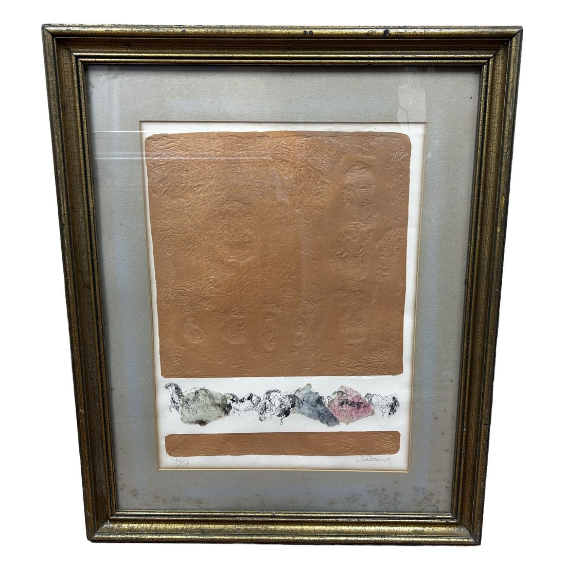 Lebadang, Vietnamese (1922-2015) Signed Etching: Lebadang, Vietnamese (1922-2015) Signed Limited Edition Early Etching "Stone Horses". Pencil Signed Lower Right & Numbered 72/120. Circa 1970s. In Original Frame Under Glass. Has Not Been Examined Out