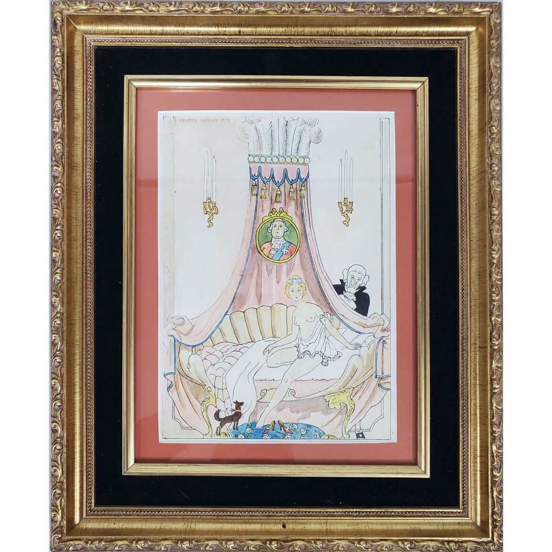 Georges Barbier, French (1882-1932) Painting: Georges Barbier, French (1882-1932) Painting Water Color on Paper "Infidelite" Signed Upper Left & Dated 1925. Beautifully Framed Under Glass.Condition: Excellent. Has Not Been Examined Out of Frame. 