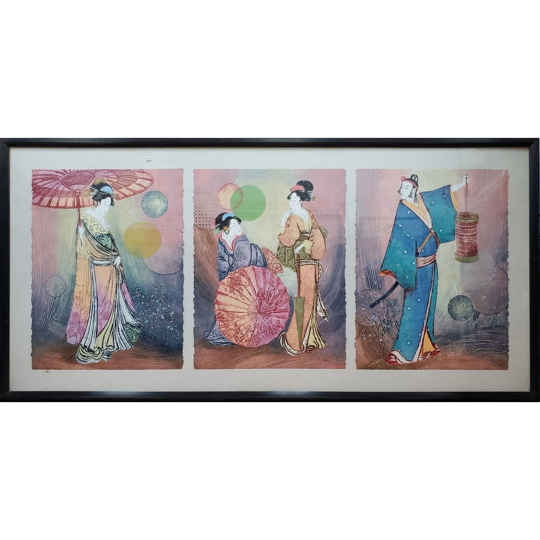 Mikulas Kravjansky, Czech (b.1928) 3 Etchings: Mikulas Kravjansky, Czech (b.1928) 3 Japanese Triptych Aquatint Etchings. All 3 Are Pencil Signed Lower Right, Dated '89, Marked A.P. & Numbered in Roman Numerals. Beautifully Framed in 1 Monumental F