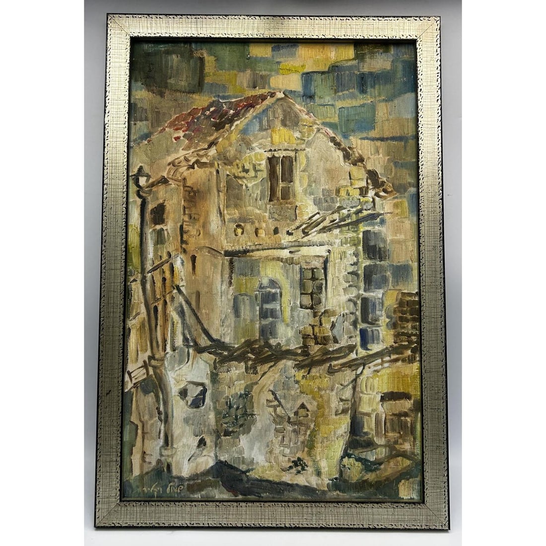 Shaul Victor (Russian, 1947-1996) Painting: Shaul Victor (Russian, 1947-1996) Painting Oil on Canvas "Village in Israel" Signed in Hebrew Lower Left. Framed. Condition: Generally Very Good. Dimensions: Sight- H- 24.75" x W- 15.75" Frame- H- 27"