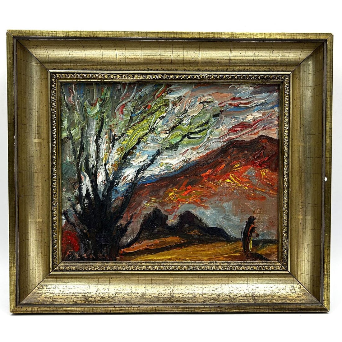 Yitzhak Frenel (Ukrainian, 1899-1981) Painting: Yitzhak Frenkel-Frenel (Ukrainian, 1899-1981) Painting, Oil on Canvas Signed Lower Left. In Original Frame. Condition: Generally Very Good. Dimensions: Sight- W- 10" x H- 8" Frame- W- 14" x H- 12.25".