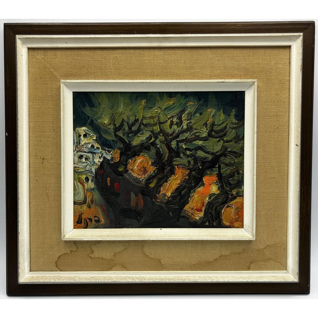 Yitzhak Frenel, Israeli (1899-1981) Oil Painting: Yitzhak Frenkel-Frenel, Ukrainian/Israeli (1899-1981) Painting, Oil on Canvas "Safed Landscape". Signed Lower Right. In Original Frame. Condition: Painting is in Very Good Condition. The Fabric Part o