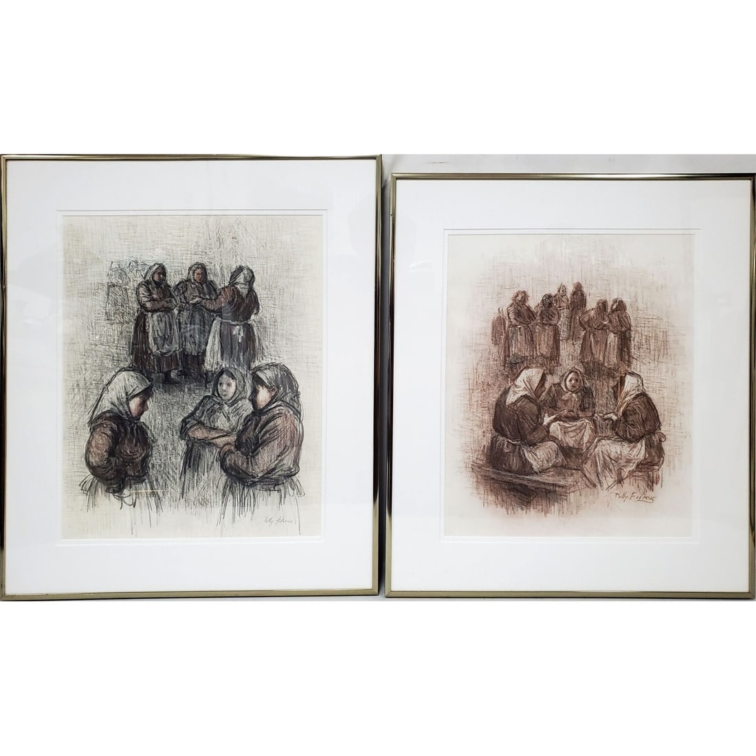 Tully Filmus, American (1903-1998) 2 Drawings: Tully Filmus, American (1903-1998) Lot of 2 Signed Drawings, Mixed Media on Paper. Both Signed Lower Right. Both in Original Frames Under Glass.Condition: Generally Very Good. Have Not Been Examined O