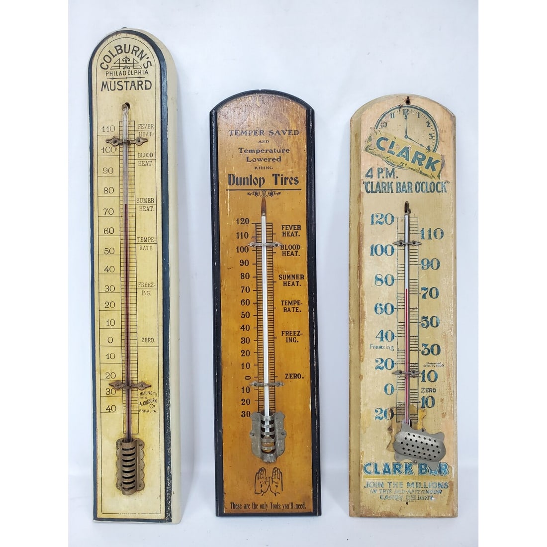 3 Early Vintage Wood Advertising Thermometers (1 of 4)