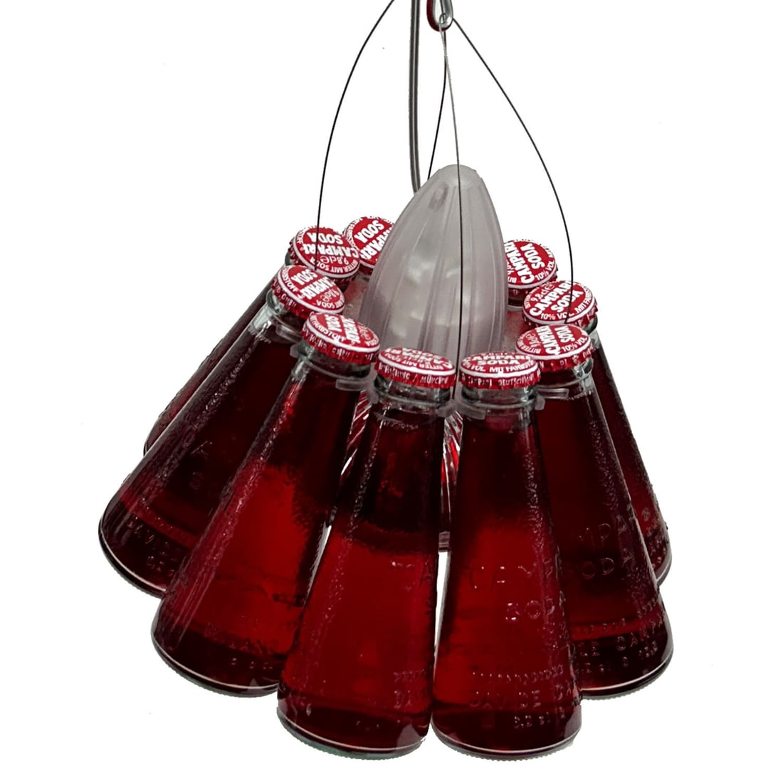 Ingo Maurer, German (1932-2019) Rare Campari Light: Ingo Maurer, German (1932-2019) Rare Vintage Campari Light 155 Suspension Lamp Made of Original Campari Soda Bottles. Condition: Generally Very Good. Please Note- We Do Not Guarantee the Workability o