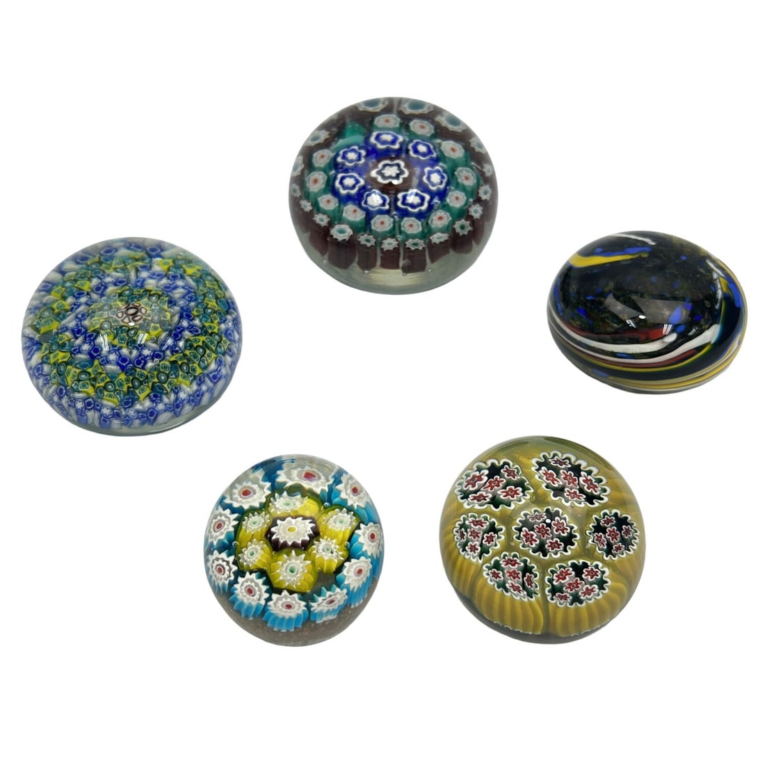 Lot of 4 Millefiori Art Glass Paperweights (1 of 5)