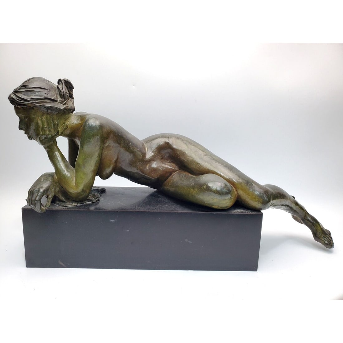 Signed Hermes Unusual Bronze Sculpture "Nude": Signed Hermes Unusual Bronze Sculpture "Nude". Signed On Sculpture & Dated '72 on Original Base.Condition: Excellent. Dimensions: Bronze L-21". Provenance: From a Long Island, NY Home.Please note the 