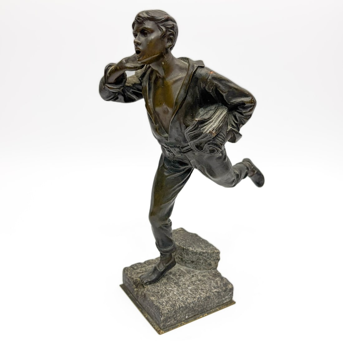 Dominique Alonzo, French (Late 19th/Early 20th C): Dominique Alonzo, French (Late 19th/Early 20th C.) Bronze Figure "Paris Sport". Fully Signed. The Bronze is Mounted On Original Granite Stone Base.Condition: Generally Good. 1 Small Piece of Granite i