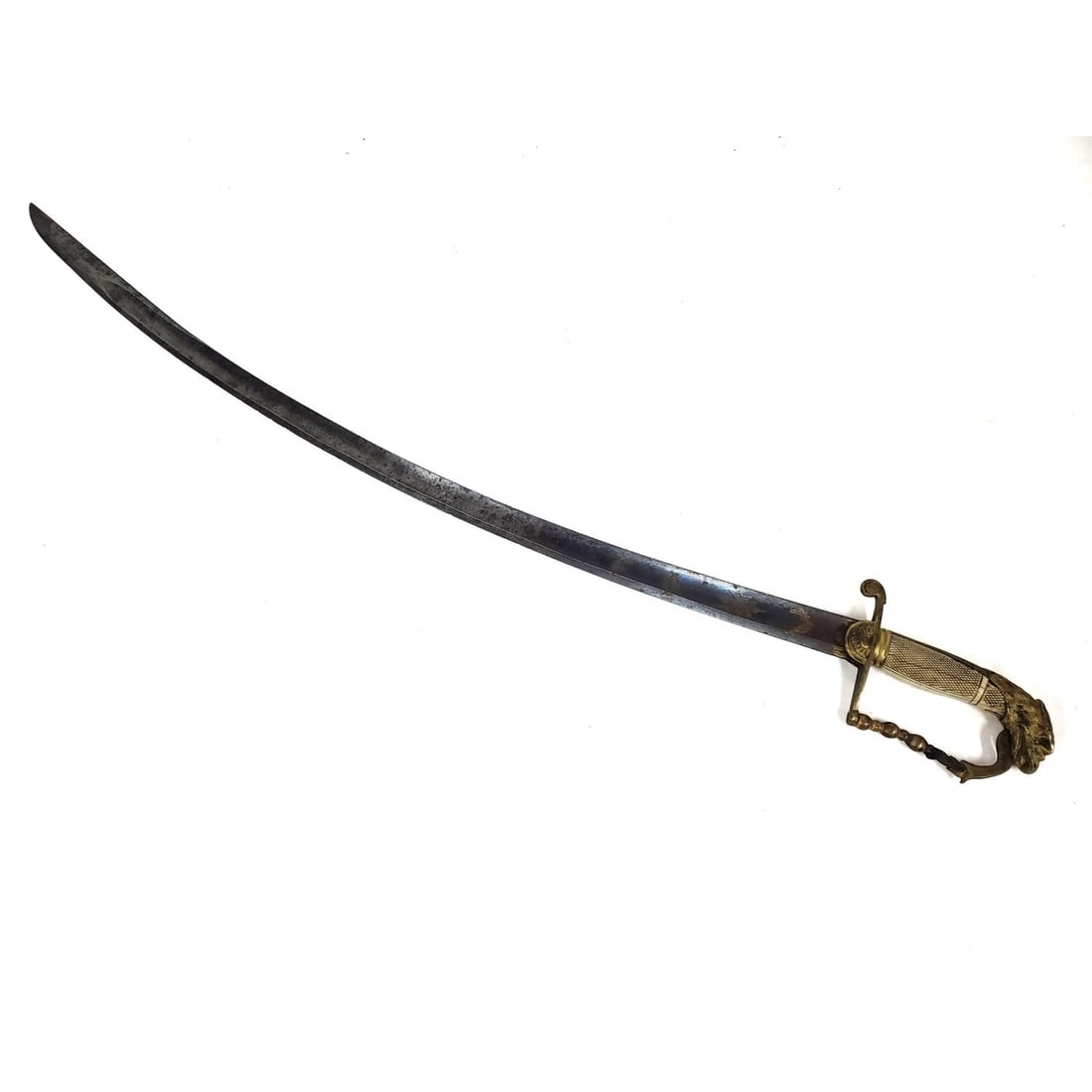 Antique 19th C. American Eagle Head Officers Sword: Antique Early 19th C. American Eagle Head Officers Sword From The War of 1812. Condition: The Bronze Handle is Slightly Loose & The Grip Has Some Age Cracks Due to Age. Dimensions: L-37.75". Provenanc