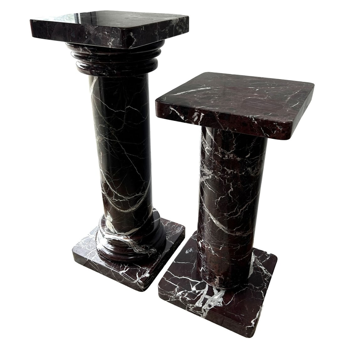 Pair of Tall Rouge Marble Pedestals (1 of 7)