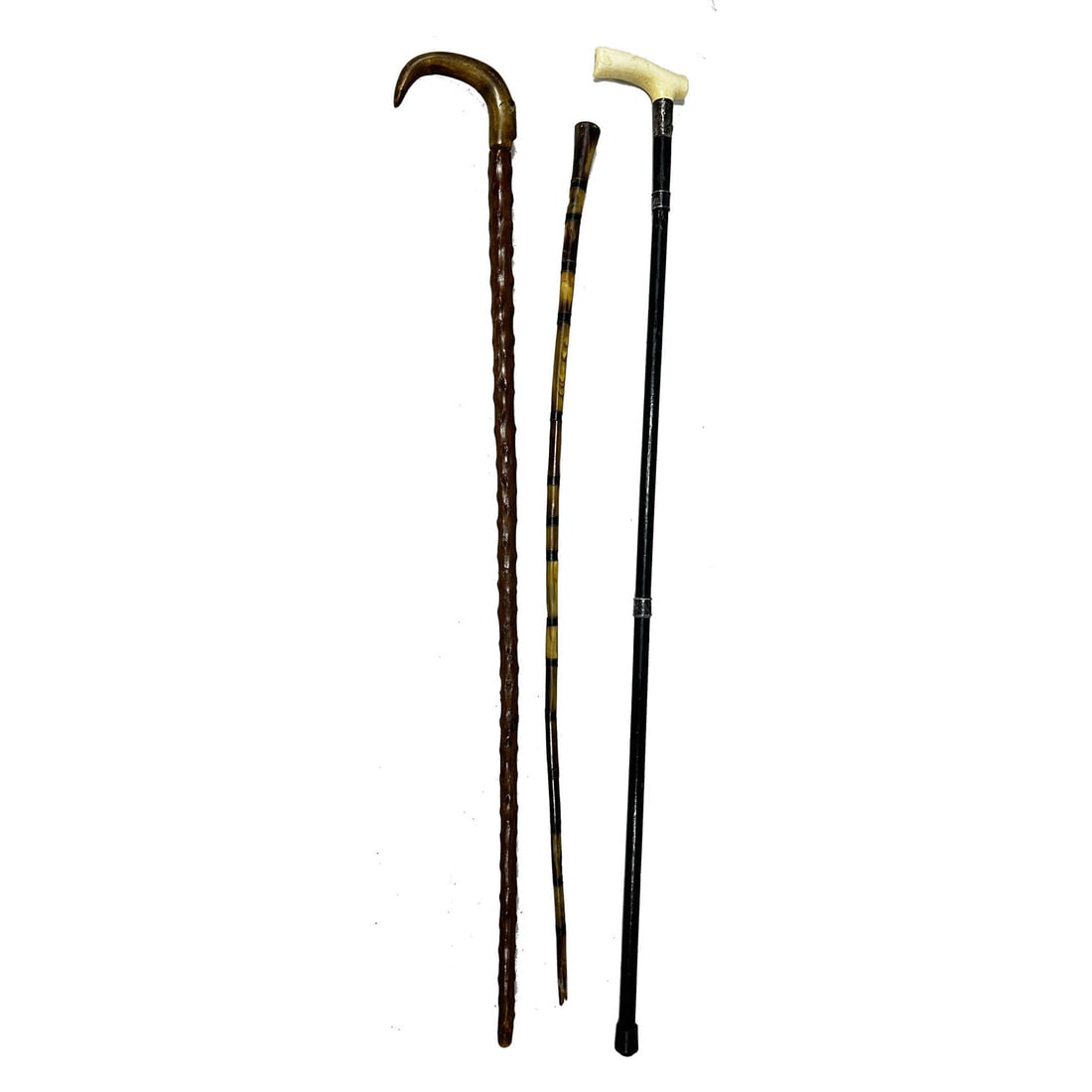 Antique Sterling Silver Mounted & Carved Bone Cane (1 of 6)