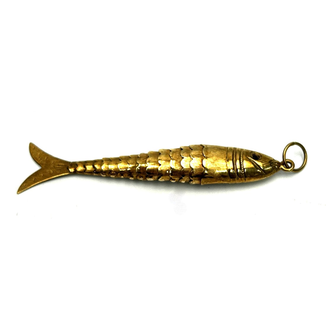 Unusual Large 14K Gold Articulated Fish Pendant: Unusual Large 14K Gold Articulated Large Fish Pendant. Please Note- Due to Recent Fraudulent Activity, All Jewelry Items Purchased by New Customers Cannot Be Shipped Out Until 3 Weeks After The Auctio