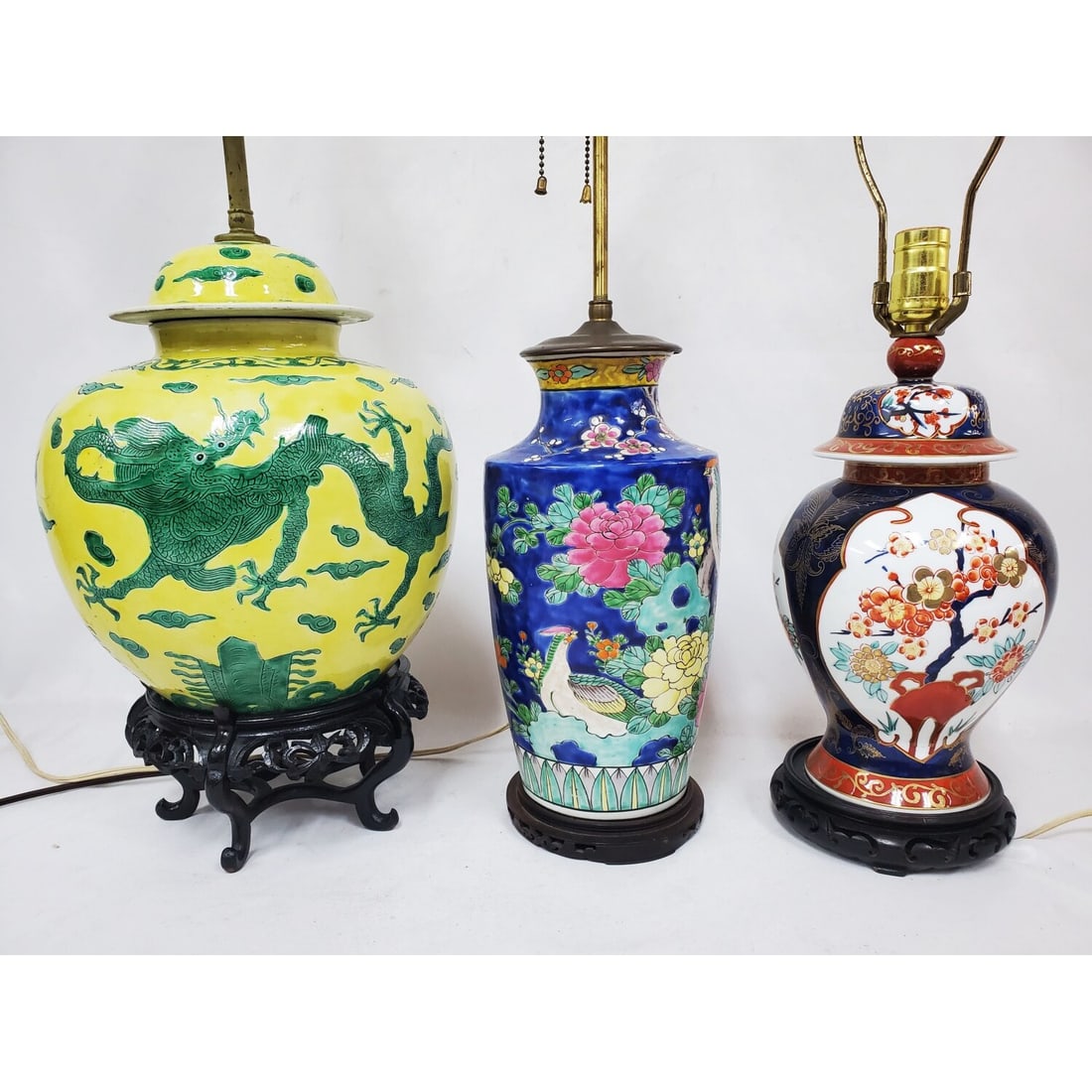 Lot of 3 Antique Chinese & Japanese Porcelain Lamp (1 of 5)