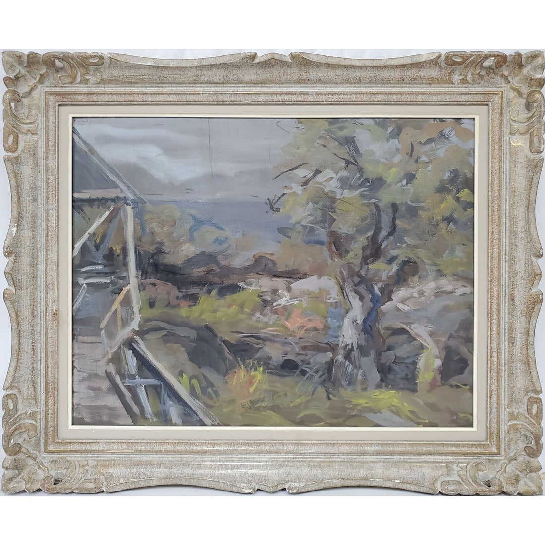 Vintage 1960's Painting Oil on Board: Vintage 1960's Painting Oil on Board. Originally, From the Art Emporium in Vancouver, Canada & Maynards Auction. Apparently Unsigned. In Original Frame. Condition: Excellent. Dimensions: Sight- 25.5" 