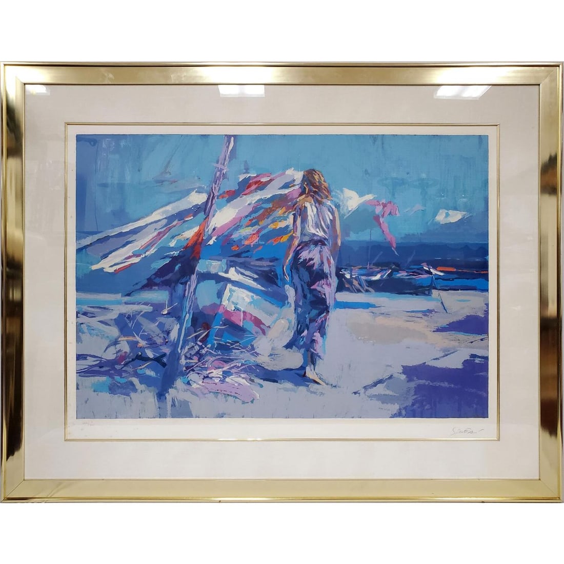 Nicola Simbari, Italian (1927-2012) Lithograph: Nicola Simbari, Italian (1927-2012) Lithograph "Ostia Beach". Signed Lower Right & Numbered 269/300 Lower Left. Framed Under Glass. Has Not Been Examined Out of Frame. Condition: Generally Very Good w
