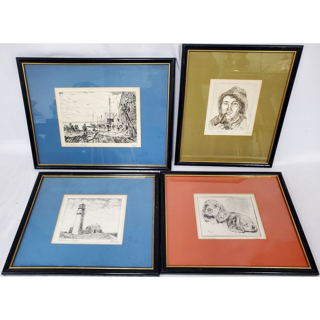 Albert Edel, American (1894-1970) 4 Etchings: Albert Edel, French/American (1894-1970) Lot of 4 Signed Etchings. All Are Pencil Signed on Lower Right & Titled on Lower Left. All Are Framed Under Glass & Have Not Been Examined Out of Frames.Condit