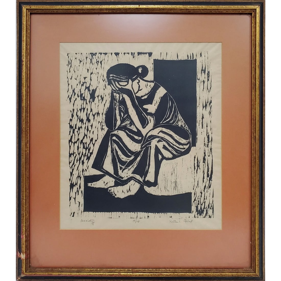 Old Signed & Numbered Woodblock Print: Old Signed & Numbered Woodblock Print. In Original Frame Under Glass. Has Not Been Examined Out of Frame. Condition: Generally Very Good. Some Yellowing Due to Age. Dimensions: Sight-15" x 13". Frame-