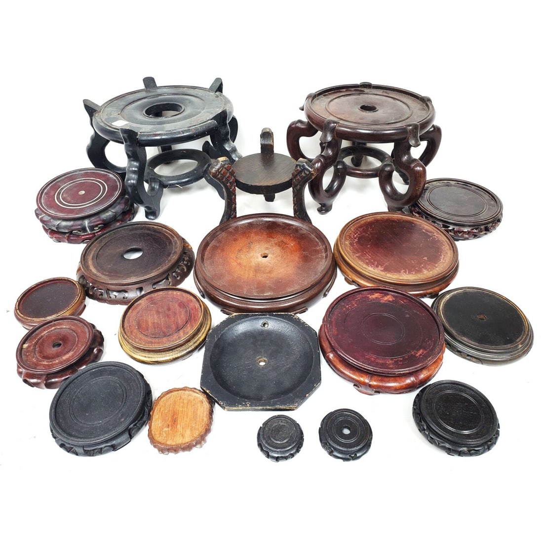 Large Quantity of Chinese Wood Bases (1 of 4)