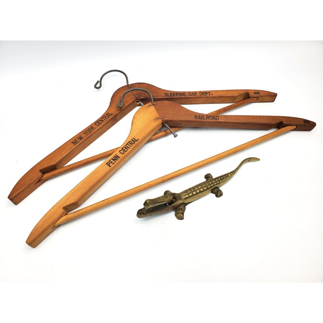 2 Early Wood Hangers From New York Railroad (1 of 2)