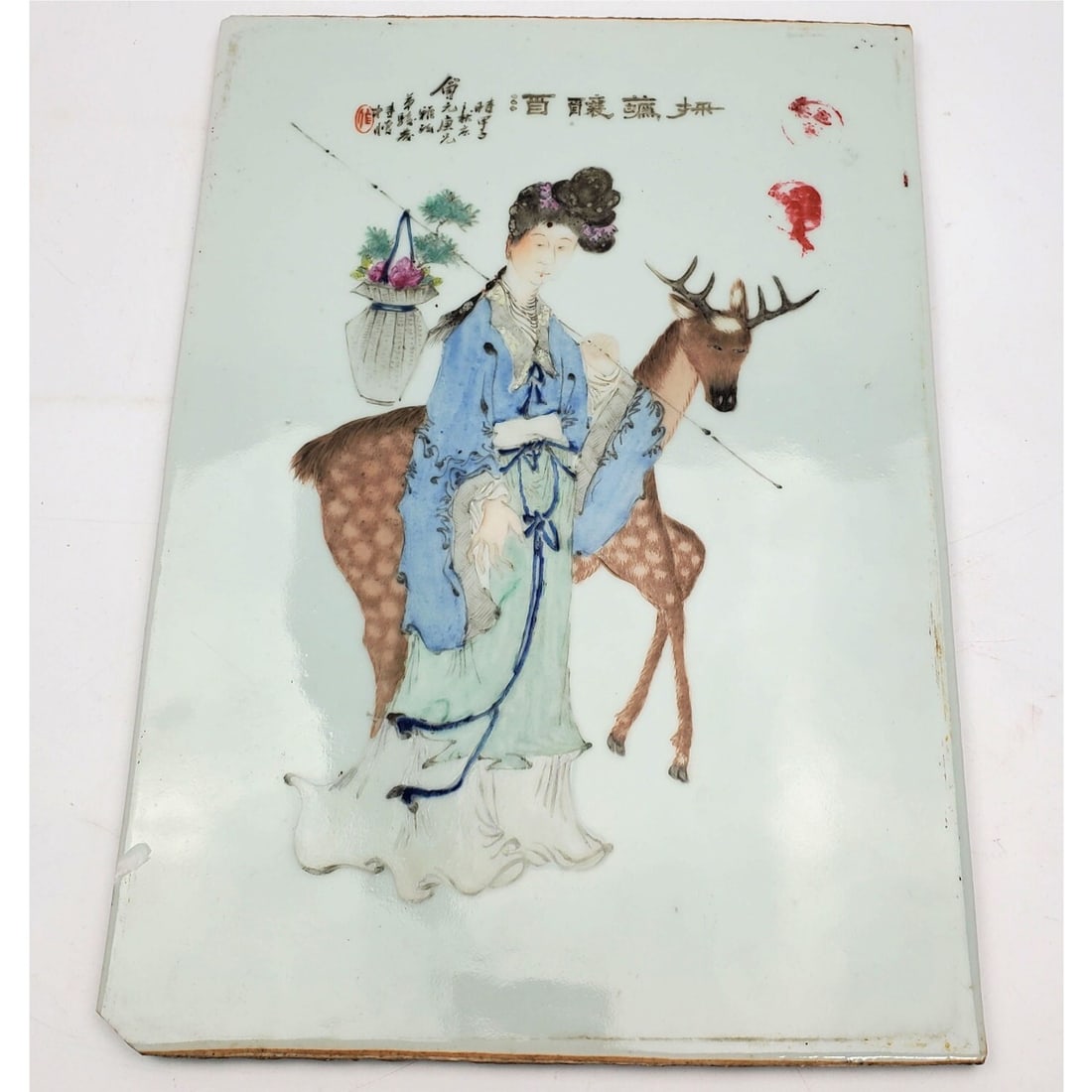 Chinese Hand Painted Porcelain Tile (1 of 2)