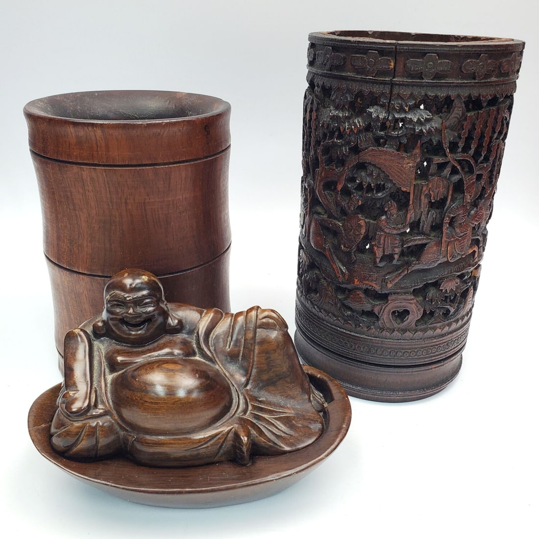 3 Chinese Carved Wood Items (1 of 4)
