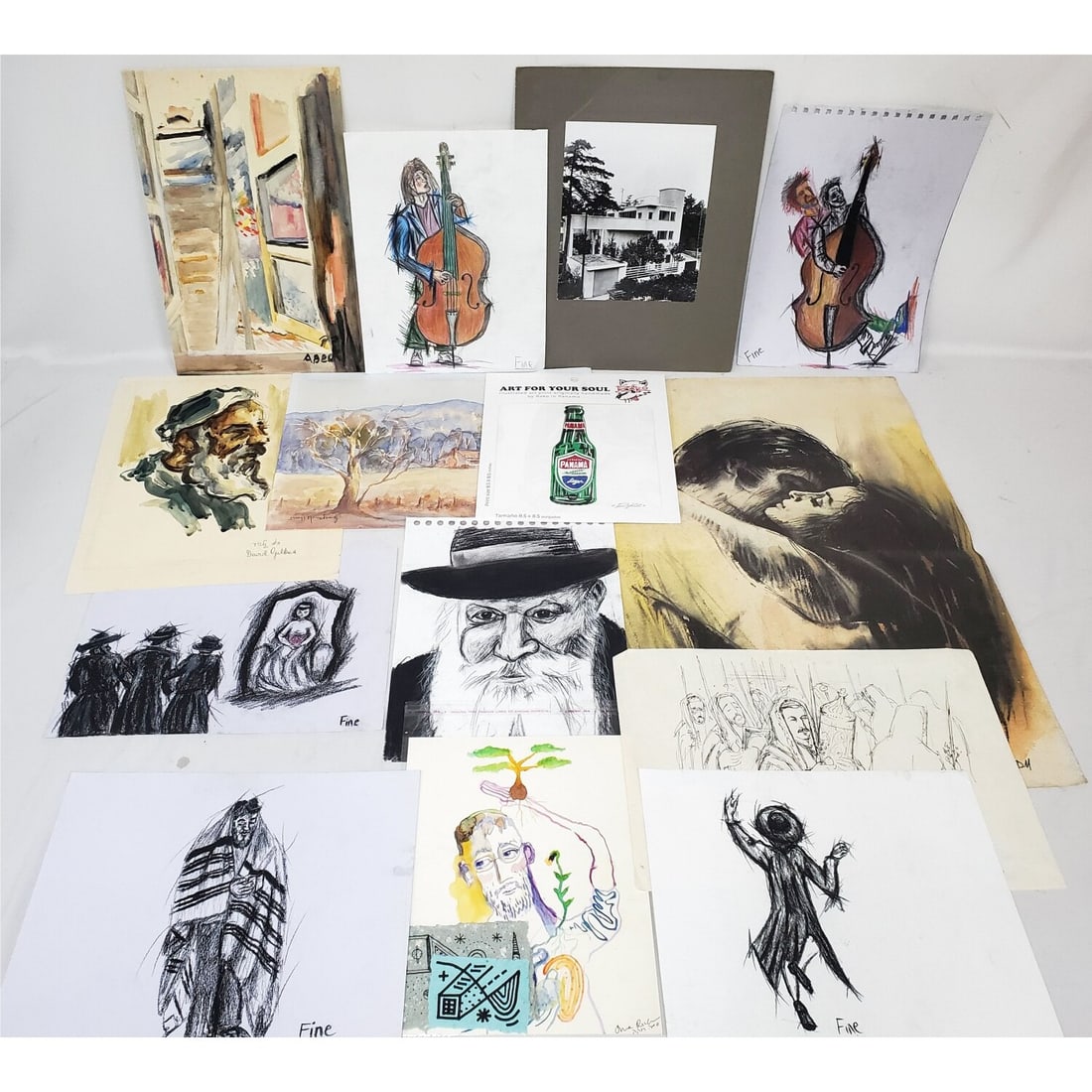 Lot of Drawings, Sketches, & Water Color Paintings (1 of 4)