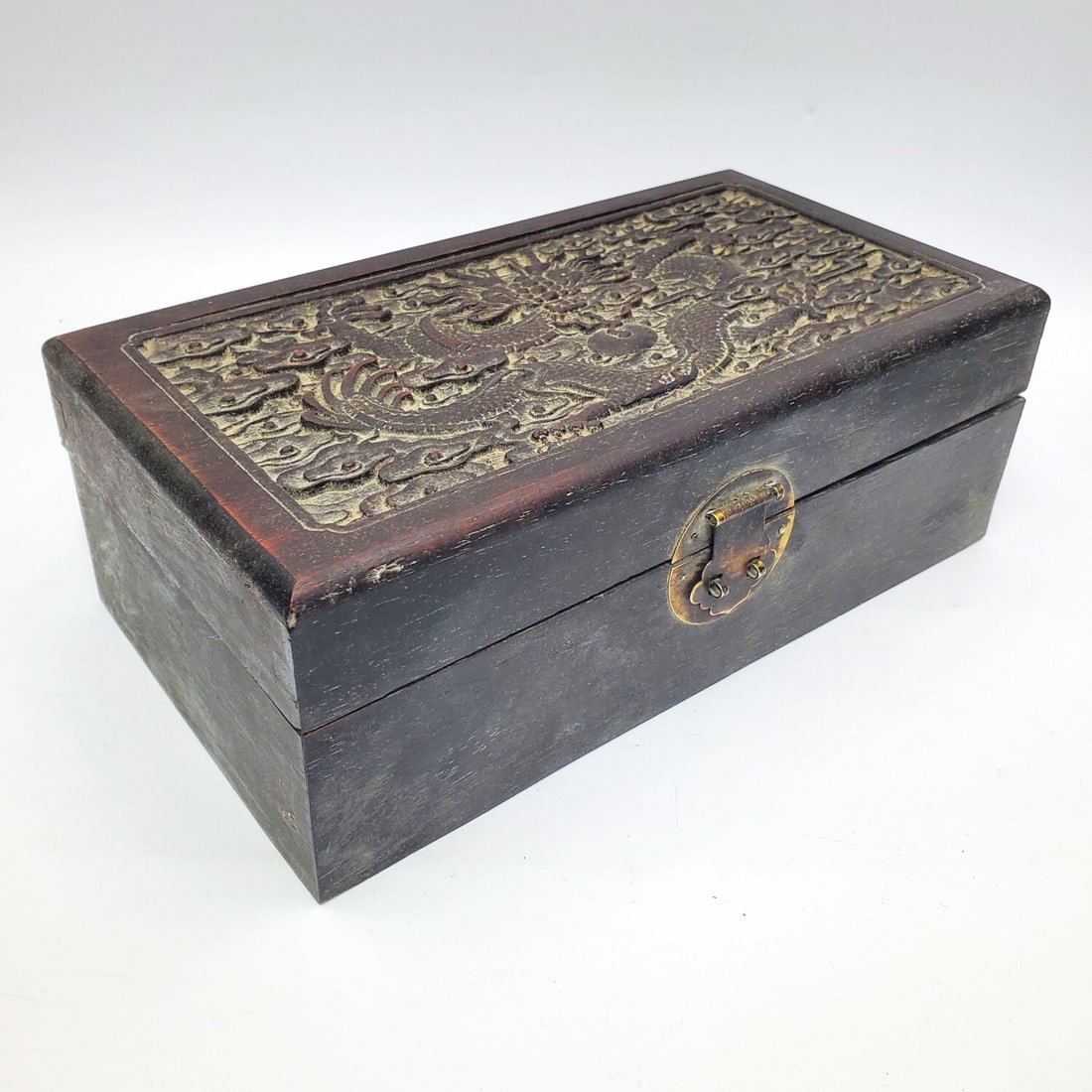 Chinese Carved Wood Jewelry Box w/ Dragons (1 of 4)