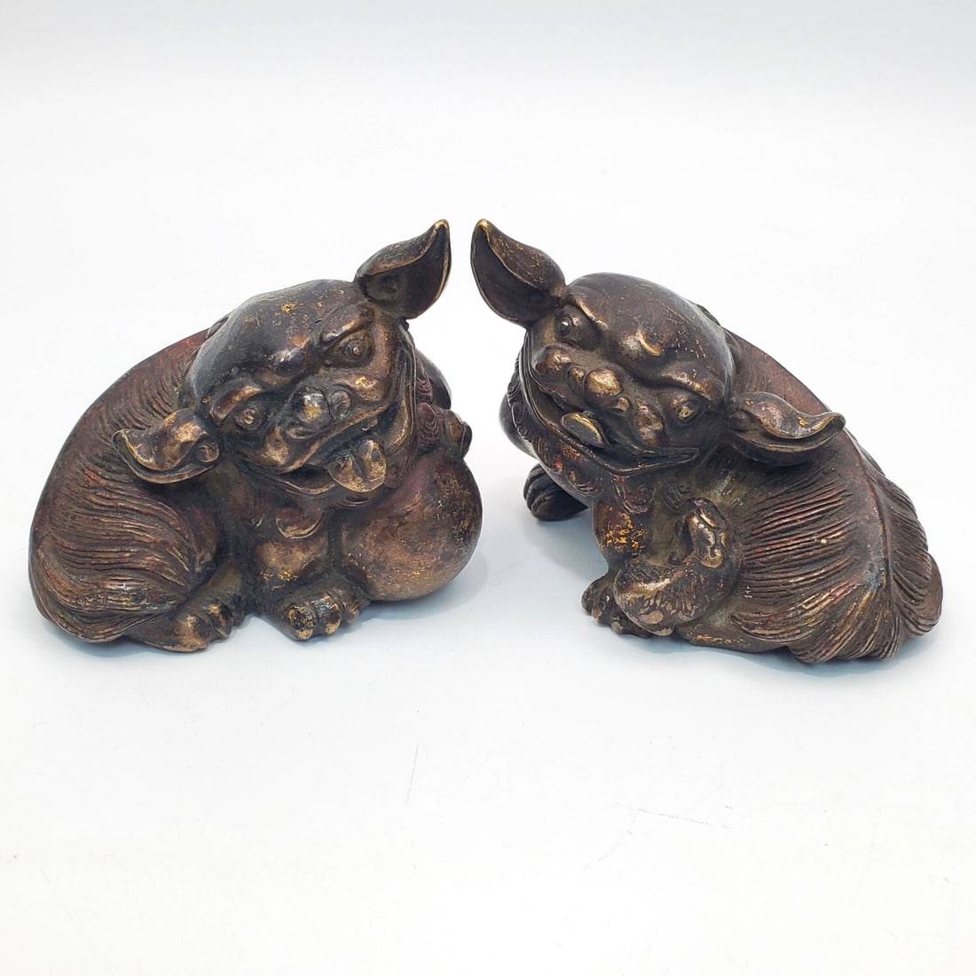 Chinese Pair of Bronze Foo Dogs (1 of 3)