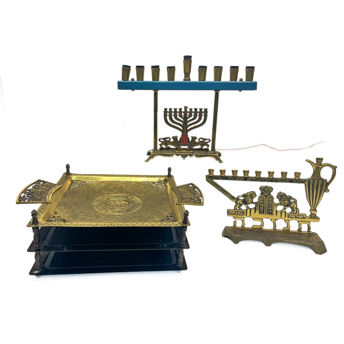 Judaica Israel 3 Vintage MCM 1960's Brass Items (1 of 4)
