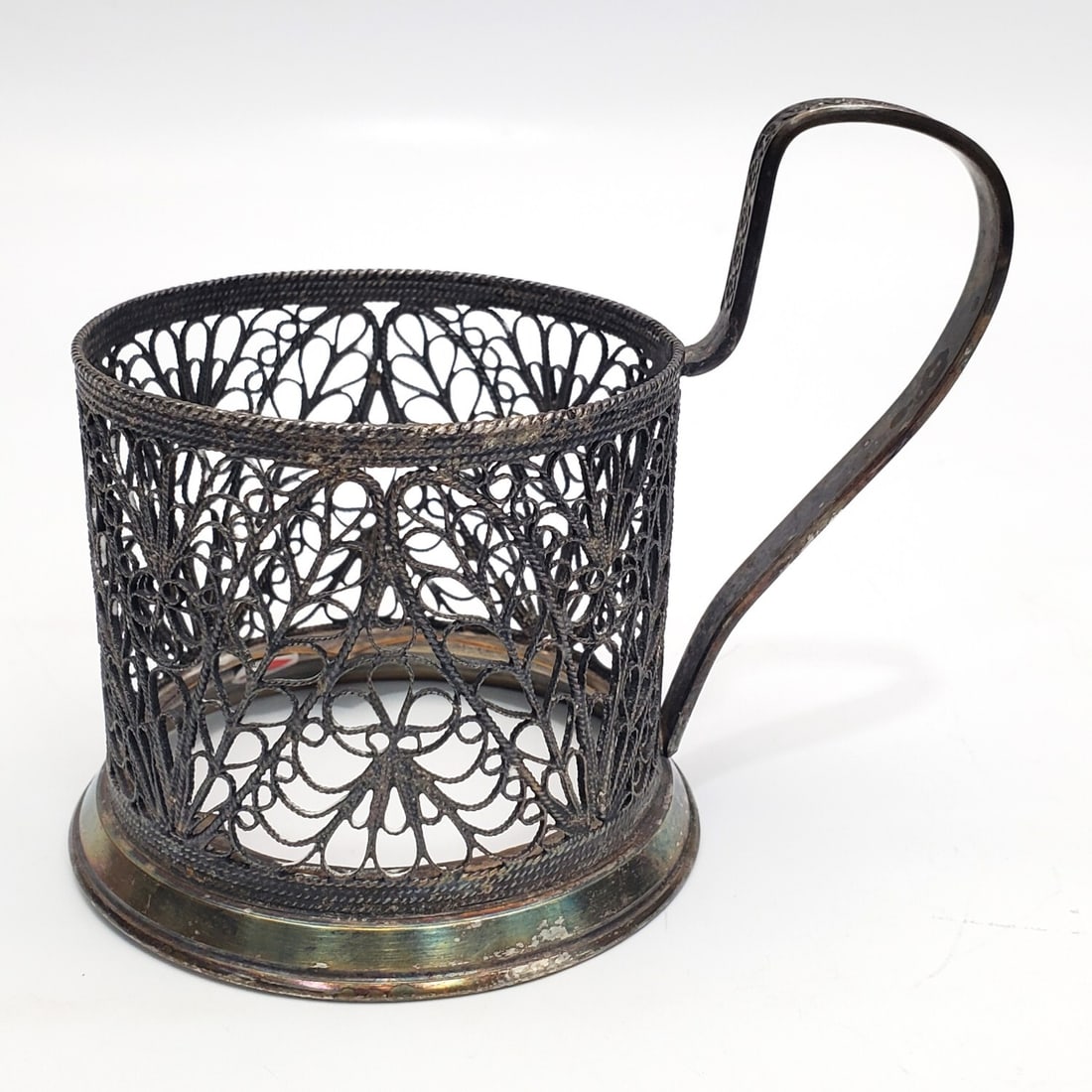 Antique Russian Silver-Plated Filigree Cup Holder (1 of 4)