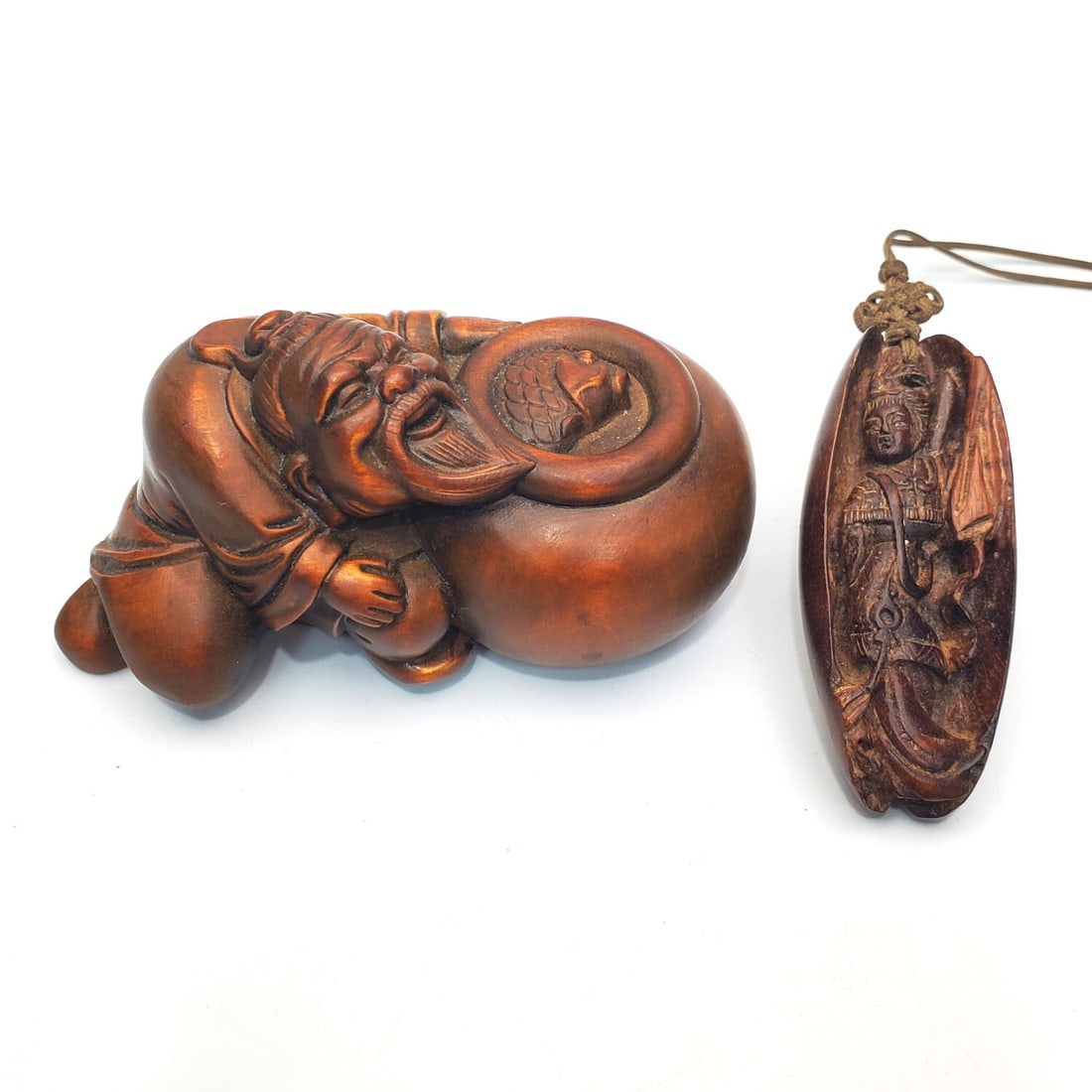 Lot of 2 Chinese Carved Wood Figures (1 of 2)