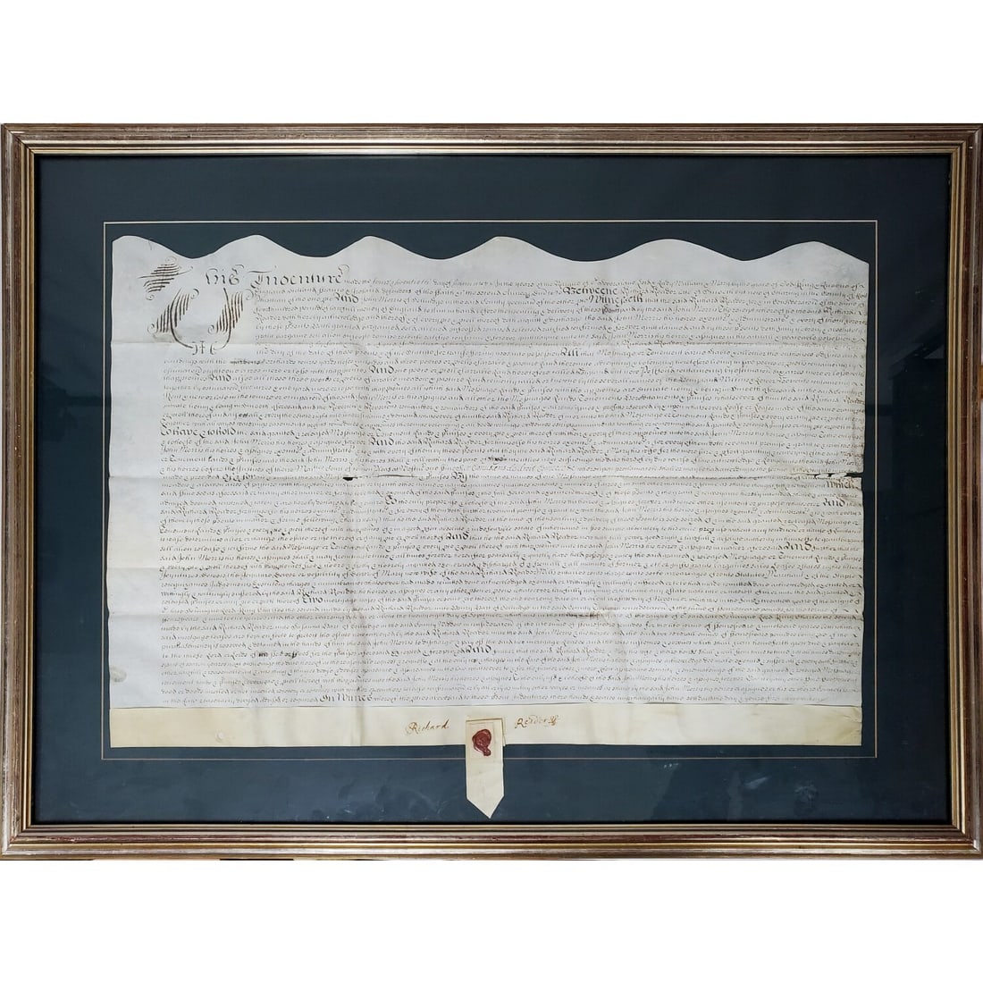 Early Indenture Legal Document. Signed & Sealed (1 of 4)