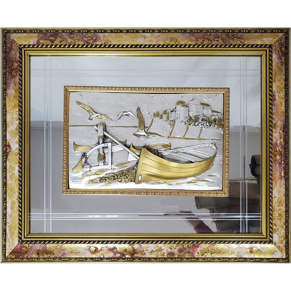 Italian Signed Sterling Silver Clad Relief Plaque (1 of 3)